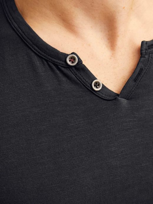 Camiseta básica lisa con cuello abierto Jack & Jones Black