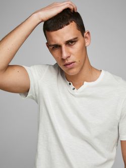 Camiseta básica lisa con cuello abierto Jack & Jones Cloud Dancer