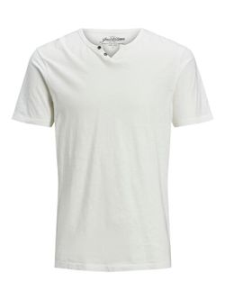 Camiseta básica lisa con cuello abierto Jack & Jones Cloud Dancer