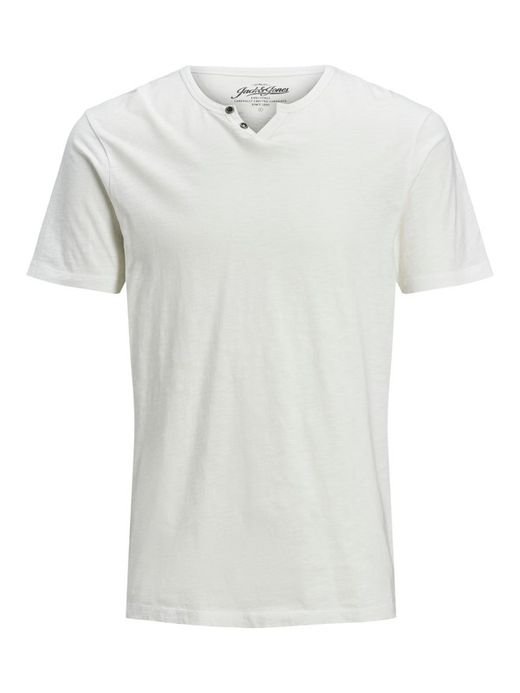 Camiseta básica lisa con cuello abierto Jack & Jones Cloud Dancer