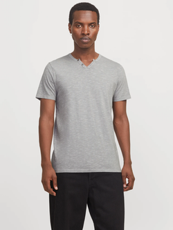 Camiseta básica lisa con cuello abierto Jack & Jones Grey