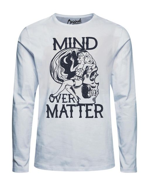 Camiseta básica de manga larga con dibujo Jack & Jones Cloud Dancer