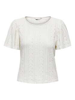 Camiseta calada con manga abullonada Only Cloud Dancer