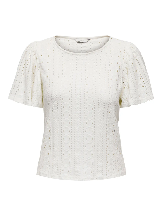 Camiseta calada con manga abullonada Only Cloud Dancer