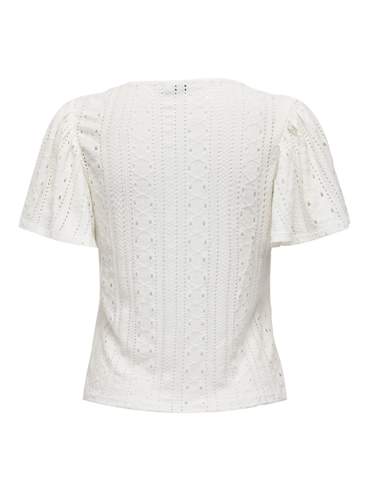 Camiseta calada con manga abullonada Only Cloud Dancer