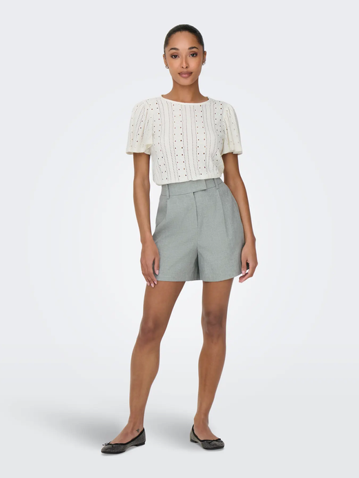 Camiseta calada con manga abullonada Only Cloud Dancer