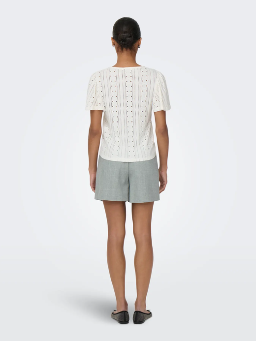 Camiseta calada con manga abullonada Only Cloud Dancer