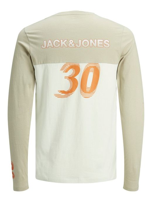 Camiseta combinada con print branding Jack & Jones Silver Birch
