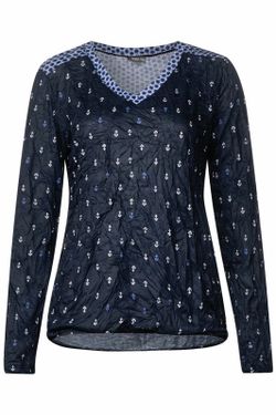 Camiseta con arrugado y dibujos marineros Street One Deep Blue