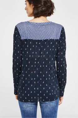 Camiseta con arrugado y dibujos marineros Street One Deep Blue