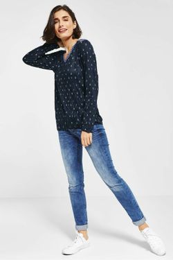 Camiseta con arrugado y dibujos marineros Street One Deep Blue