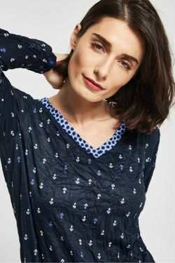 Camiseta con arrugado y dibujos marineros Street One Deep Blue