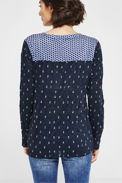 Camiseta con arrugado y dibujos marineros Street One Deep Blue