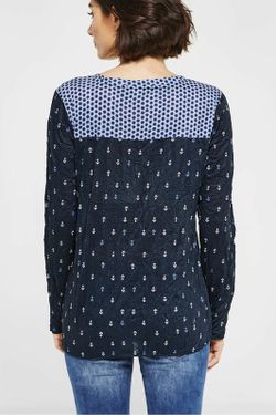 Camiseta con arrugado y dibujos marineros Street One Deep Blue