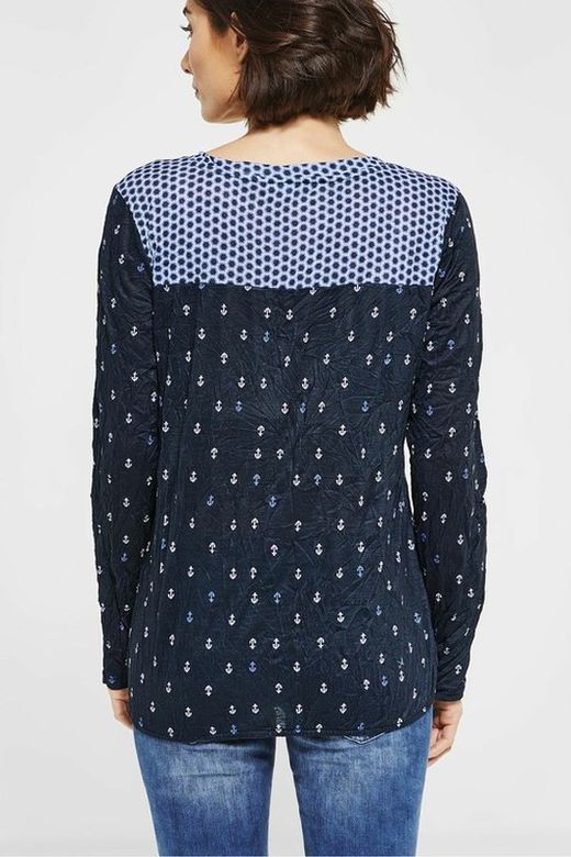 Camiseta con arrugado y dibujos marineros Street One Deep Blue