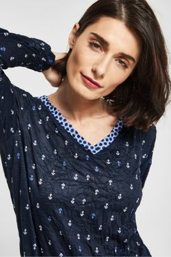 Camiseta con arrugado y dibujos marineros Street One Deep Blue