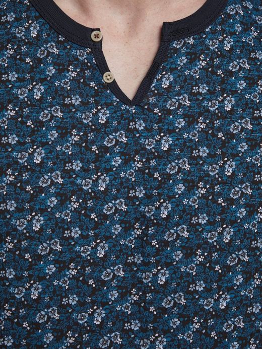 T-shirt scollo aperto micro stampa Jack & Jones Navy Blazer