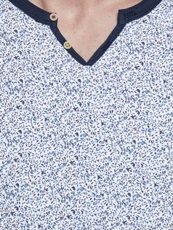 Jack & Jones T-shirt scollo aperto micro stampa bianca