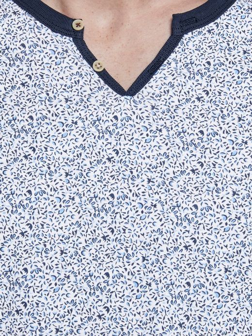 Jack & Jones T-shirt scollo aperto micro stampa bianca