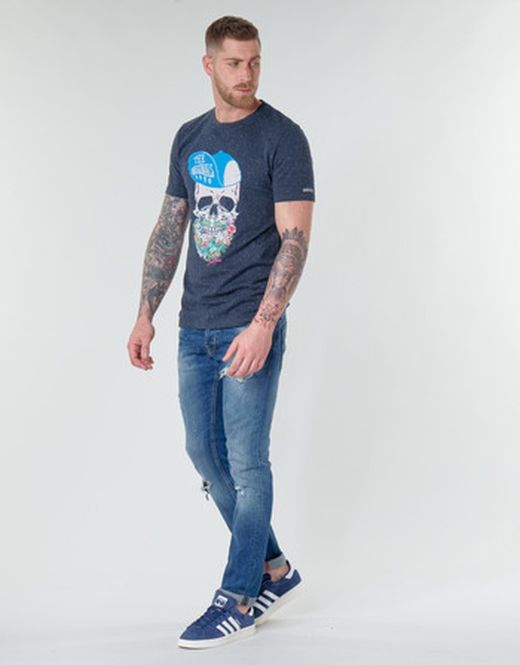 T-Shirt girocollo di Heather Total Skull di Jack & Jones