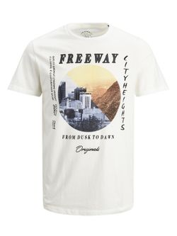 Camiseta con dibujo ciudad y letras Jack & Jones Cloud Dancer