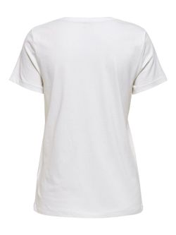 T-shirt con stampe di bottiglie di paillettes Only Bright White