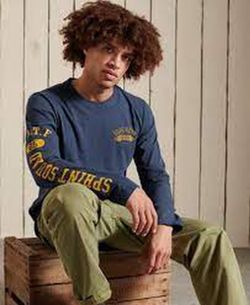 Camiseta con letras branding vintage Superdry Blue