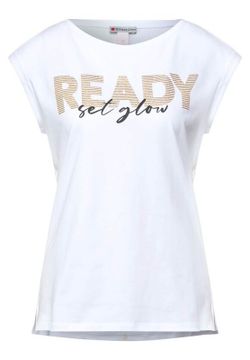 Camiseta con letras doradas & negras Street One White