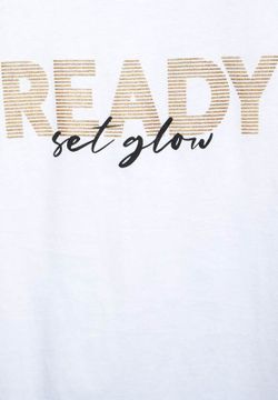 Camiseta con letras doradas & negras Street One White