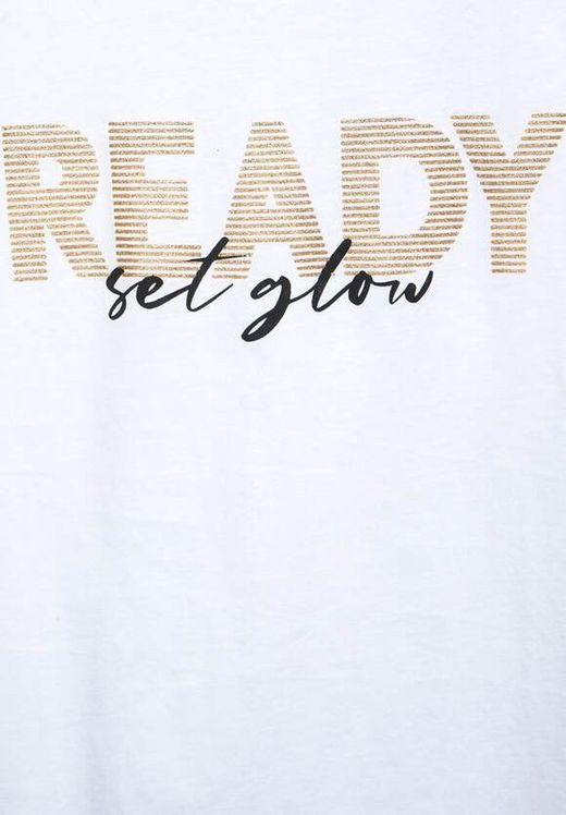Camiseta con letras doradas & negras Street One White
