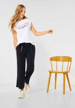 Camiseta con letras doradas & negras Street One White