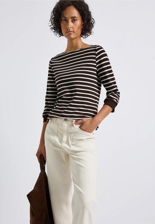 Camiseta con manga 3/4 con rayas horizontales Street One Deep Roast