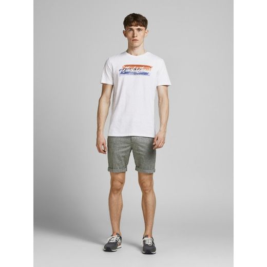 Camiseta con print branding desgastado Jack & Jones White
