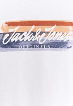 Camiseta con print branding desgastado Jack & Jones White