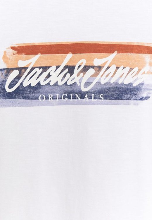 Camiseta con print branding desgastado Jack & Jones White