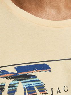 Camiseta con print branding & hojas palmera engomado Jack & Jones Sahara Sun