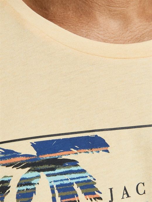Camiseta con print branding & hojas palmera engomado Jack & Jones Sahara Sun