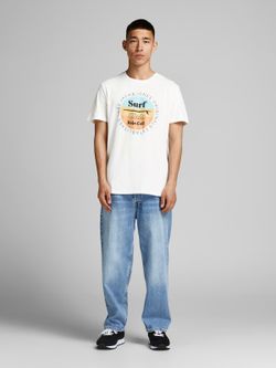 Camiseta con print tabla windsurf Jack & Jones Cloud Dancer