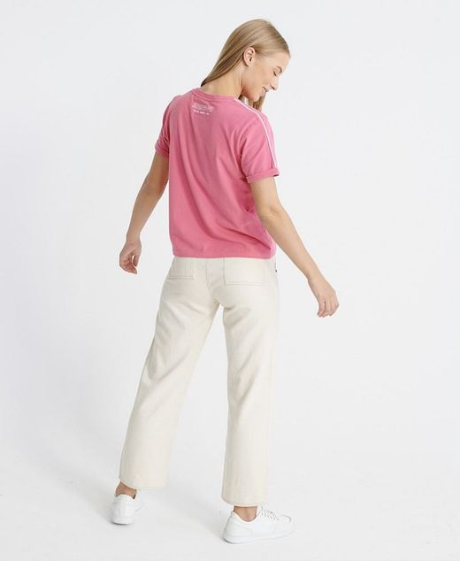 Superdry - Top court avec logo rose et cordon