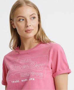 Superdry - Top court avec logo rose et cordon