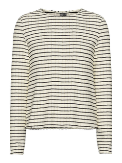 Camiseta corta de canalé con rayas Pieces Birch