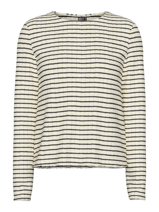 Camiseta corta de canalé con rayas Pieces Birch