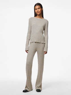 Camiseta corta de canalé con rayas Pieces Birch