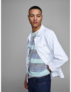 Camiseta cuello redondo con rayas anchas Jack & Jones Aqua Sky