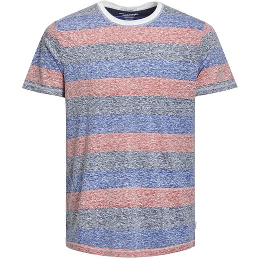 T-Shirt girocollo rossa ardente di Jack & Jones con strisce larghe