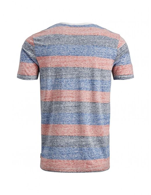 T-Shirt girocollo rossa ardente di Jack & Jones con strisce larghe
