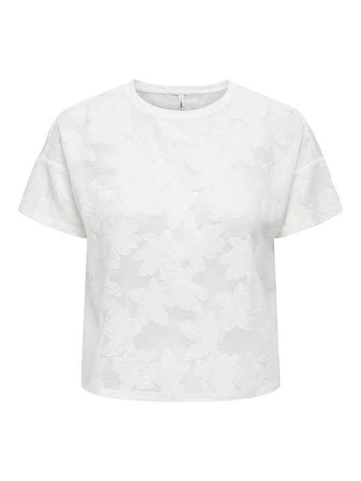 Camiseta de m/c calada con flores Only Cloud Dancer