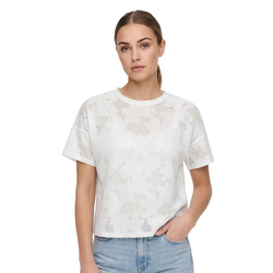 Camiseta de m/c calada con flores Only Cloud Dancer