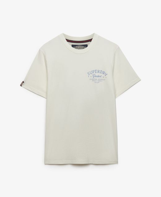 Camiseta de m/c con backprint letras branding Superdry Off White