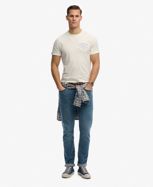 Camiseta de m/c con backprint letras branding Superdry Off White